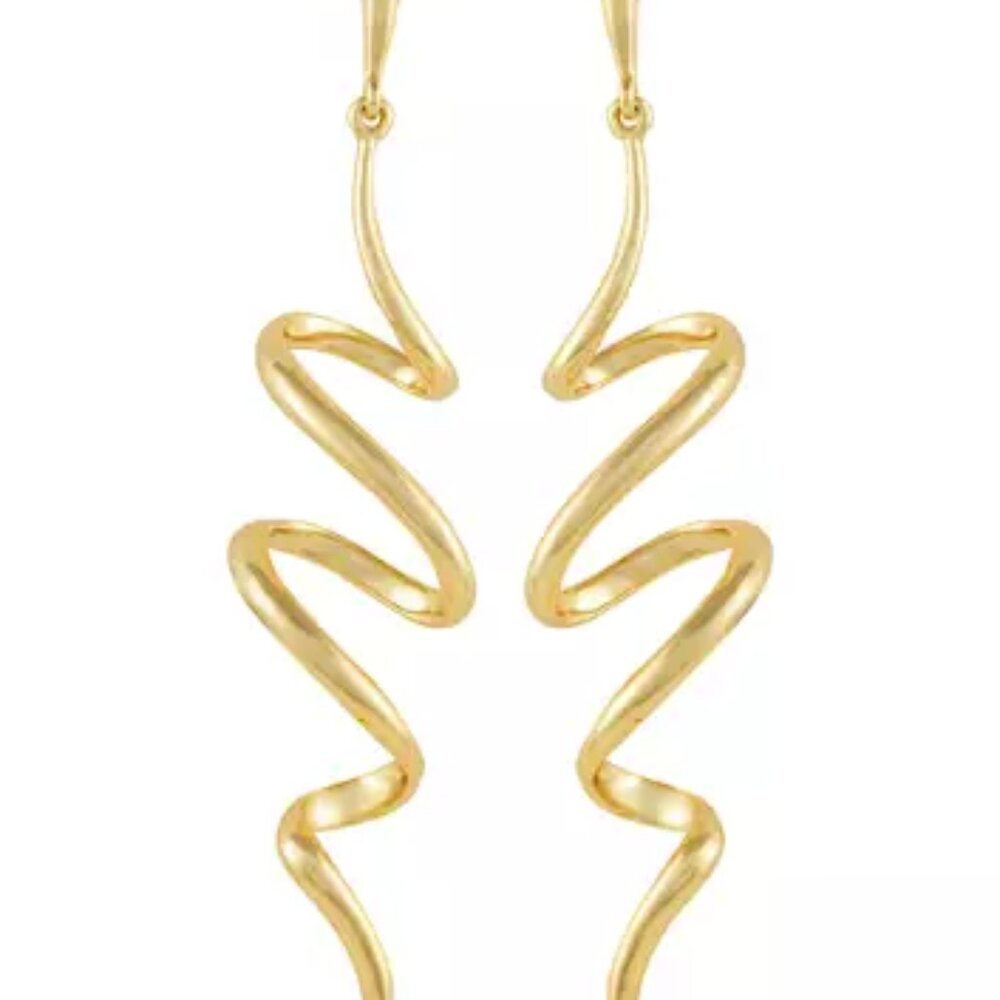 Vince Camuto Gold Tone Ribbon Linear Earrings